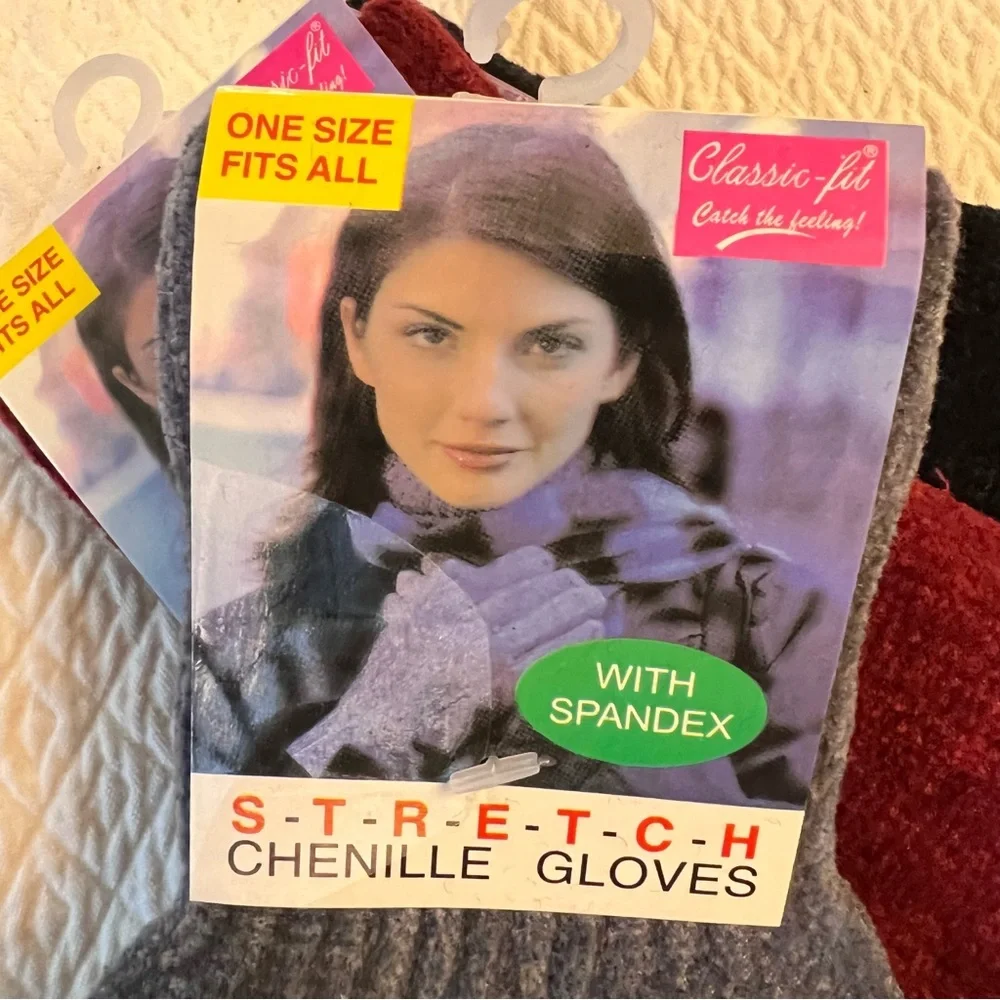 GARMENTEX Lot of 5 Pair Stretch Chenille Gloves NWT